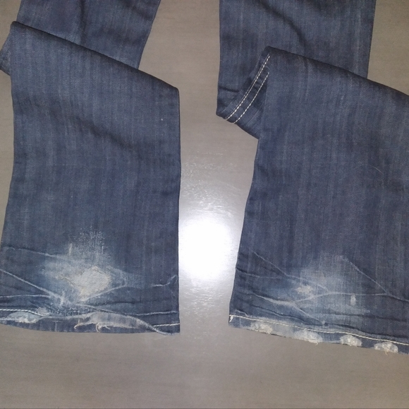 MEK Boulder Distressed Jeans Dark Wash w/ Leather Pocket Trim 26 - Picture 7 of 7